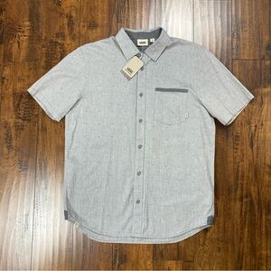 Vans Off The Wall Short Sleeve Button Up Gray Shirt Men's Size Medium NEW NWT.